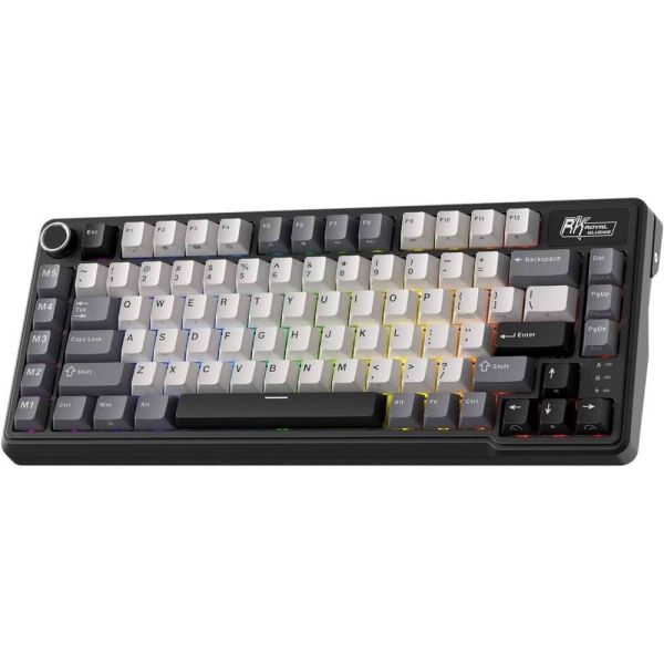 Royal Kludge RK L75-KB-XW RGB Mechanical Keyboard, Beige Switch, Hot Swappable, Wireless, Type-C, Bluetooth, 2.4GHz, Knight Black