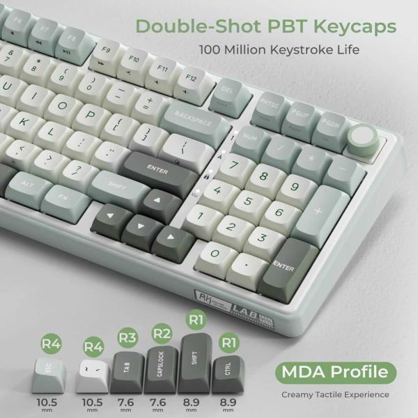 Royal Kludge RK R98PRO-SK-XW RGB Mechanical Keyboard, Beige Switch, Hot Swappable, Wired, Sky Cyan