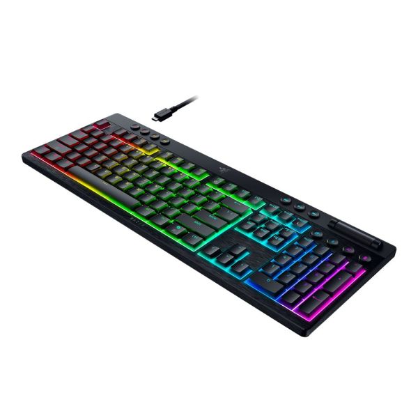 Razer Keyboard mechanical BlackWidow V4 Low-profile HyperSpeed, 104key, Green Switch, USB-A/WL/BT, EN, RGB, black