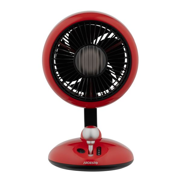 ARDESTO Table fan AviaFan FT-F3600RD desktop, 12cm, rechargeable, backlight, USB-A Type-C, red