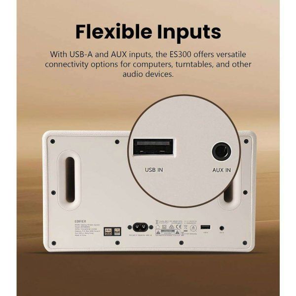 Speaker Edifier ES300, 60W, Bluetooth, WiFi (Apple AirPlay), USB-A, AUX, Tabletop Speaker, Ivory
