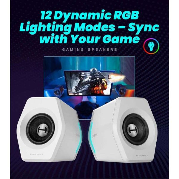 Speaker Edifier G2000, 16W, Bluetooth, USB, AUX, Gaming Speaker, White