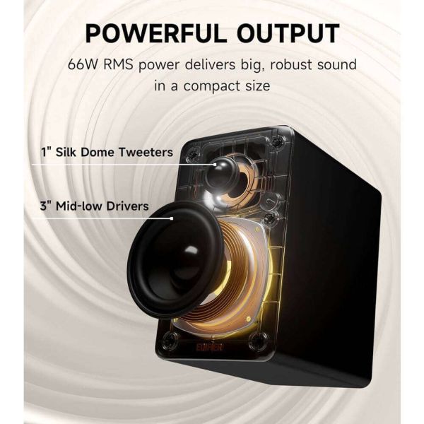 Speaker Edifier M60, 66W, Type-c, AUX, Bluetooth, Compact Desktop Speakers, Black
