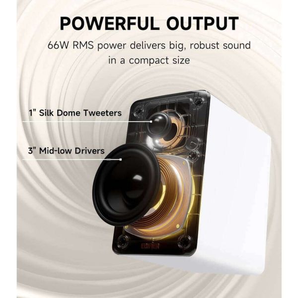 Speaker Edifier M60, 66W, Type-c, AUX, Bluetooth, Compact Desktop Speakers, White