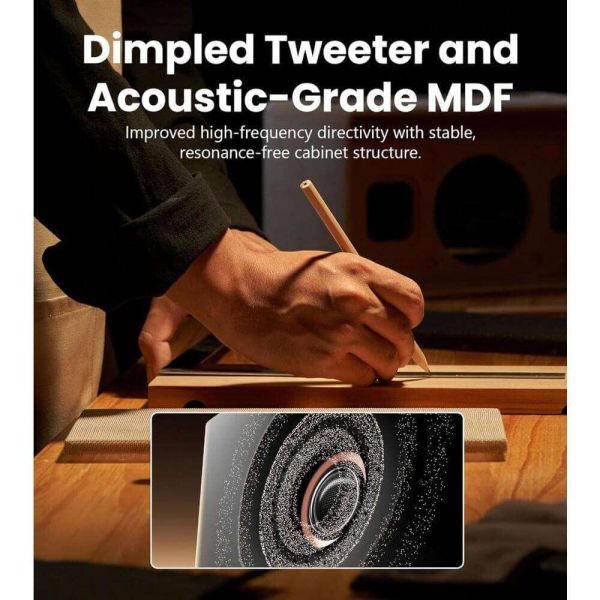Edifier MR5, 110W, XLR, 6.35 mm TRS, RCA, AUX, Tri-amped Powered Studio Monitor Speakers, Black