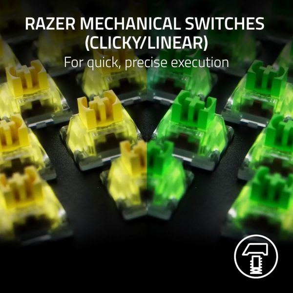 Razer Keyboard mechanical BlackWidow V4 X, 110key, Green Switch, USB-A, EN, RGB, black