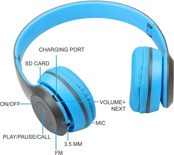 P47 Wireless Bluetooth Headphones Blu
