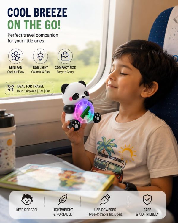 Panda Night Lamp with Mini RGB Fan