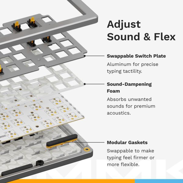 GLORIOUS GMMK 3 Pro Wireless 75% Custom Gaming Keyboard - Pre-Built, ANSI (US), Fox Switches, Silver