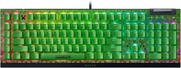 Razer Keyboard mechanical BlackWidow V4 X, 110key, Green Switch, USB-A, EN, RGB, Minecraft Ed.