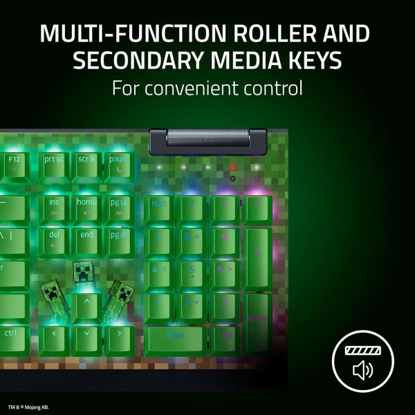 Razer Keyboard mechanical BlackWidow V4 X, 110key, Green Switch, USB-A, EN, RGB, Minecraft Ed.