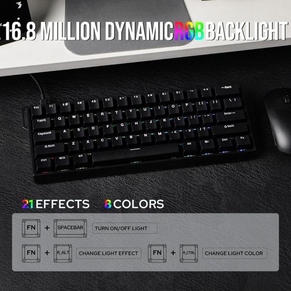 Keyboard: AULA WIN60 HE RGB Wired Gaming Keyboard Black (Graywood Magnetic Switch)