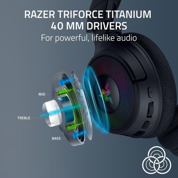 Razer Gaming Headset Kraken V4, USB-A/WL/BT, RGB, black
