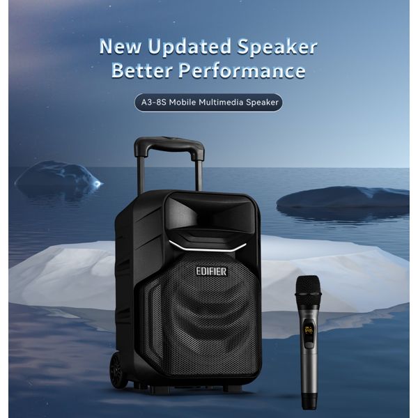 Karaoke Dynamic Speaker Edifier A3-8s, Bluetooth, USB, Party Trolley Speaker, Black