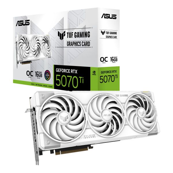 ASUS Graphic Card GeForce RTX 5070 TI 16GB GDDR7 OC TUF-RTX5070TI-O16G-WHITE-GAMING WHITE