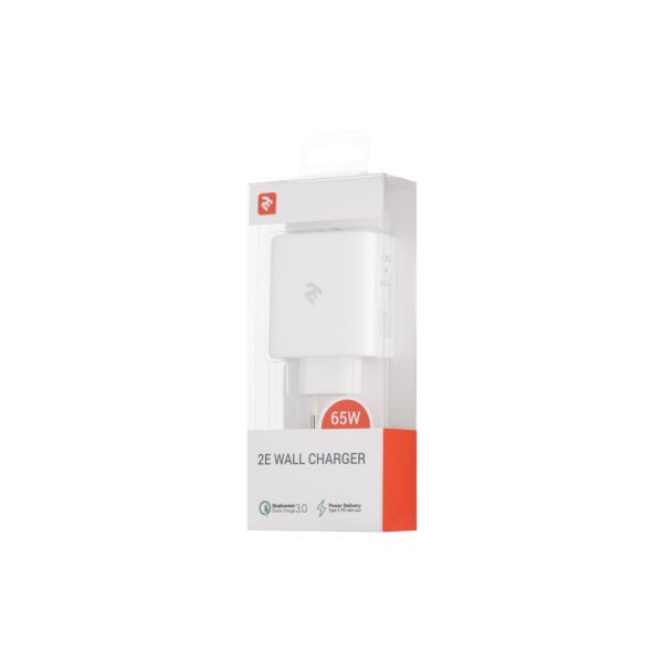2Е Wall Charger 3xUSB GaN 65W, white