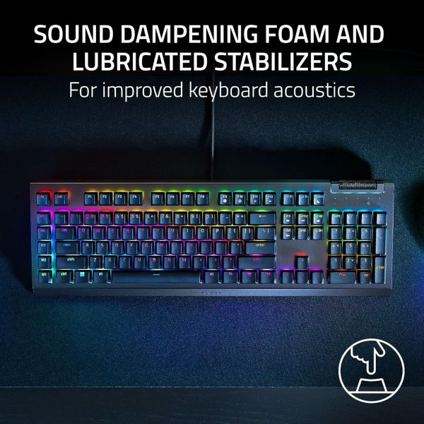 Razer Keyboard mechanical BlackWidow V4 X, 110key, Green Switch, USB-A, EN, RGB, black