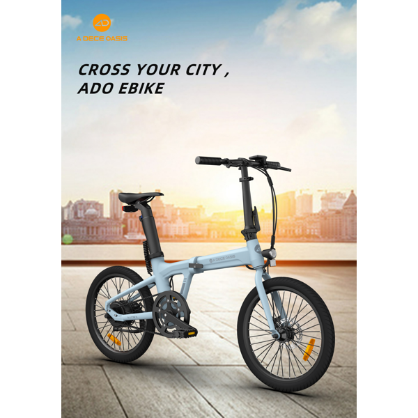 Electric Bicycle ADO A20F XE, 500W, Smart APP, Folding Electric Bike, 25KM/H, Black