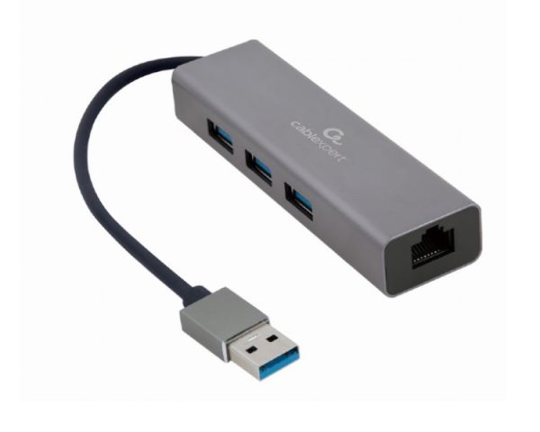 Adapter: Gembird A-AMU3-LAN-01 USB AM Gigabit network adapter with 3-port USB 3.0 hub