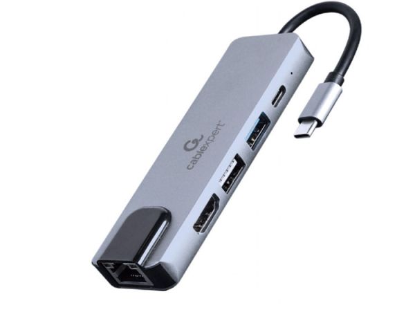 Adapter: Gembird A-CM-COMBO5-04 USB Type-C 5-in-1 multi-port adapter (Hub+HDMI+PD+LAN)
