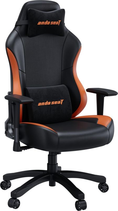 AndaSeat Chair Luna, PVC leather, 1D-Armrests, black-orange