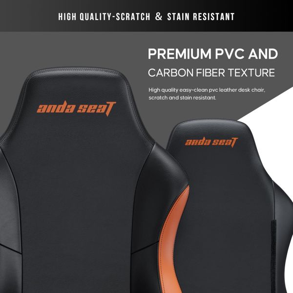 AndaSeat Chair Luna, PVC leather, 1D-Armrests, black-orange