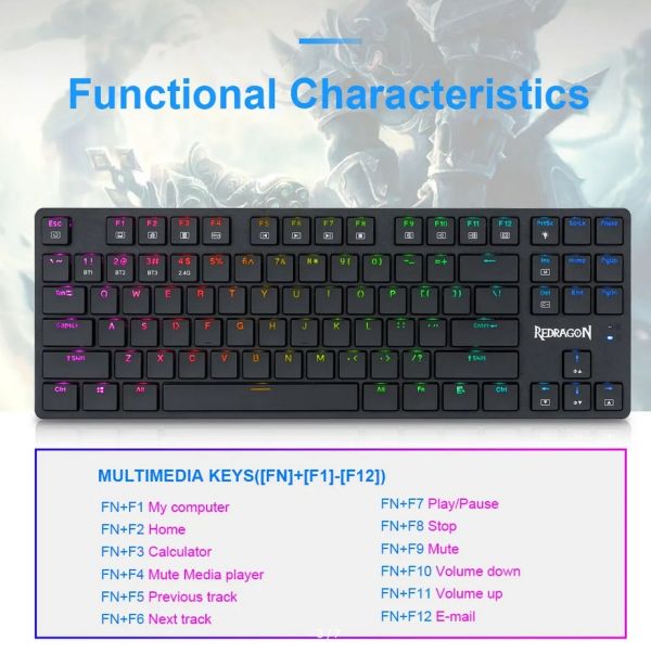 Redragon Anubis Mechanical gaming keyboard, RGB, slim, noiseless