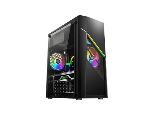Case: AULA FZ003 4x120mm RGB Fans Mid Tower Black