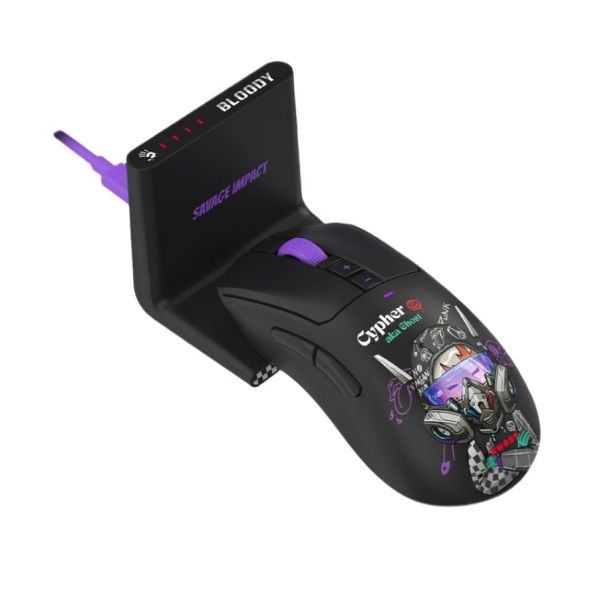 Mouse: A4Tech Bloody R73 Ultra Duo Dual Mode Wireless Gaming Mouse Cypher Ghost