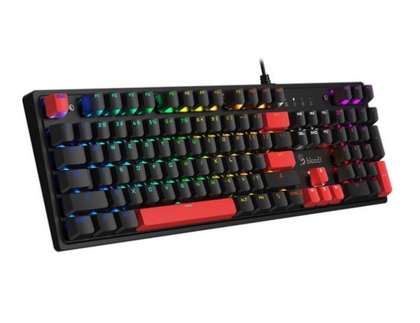 Keyboard: A4Tech Bloody S520N Mechanical Red Plus Switch RGB Gaming Keyboard Fire Black