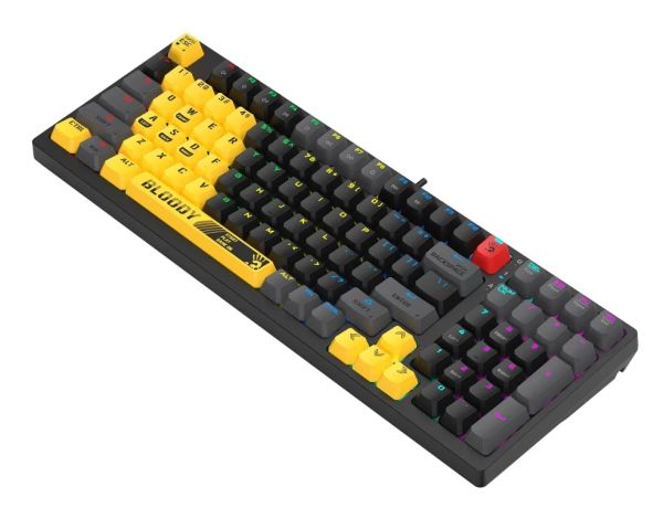 Keyboard: A4tech Bloody S98 RGB Mechanical Gaming Keyboard Red Switch US Layout Sports Lime