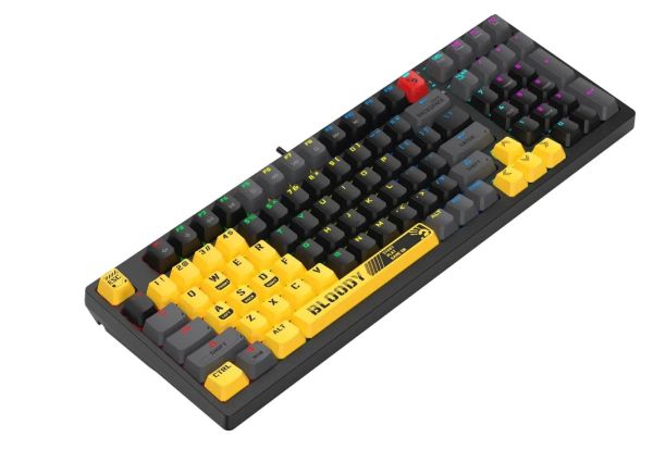 Keyboard: A4tech Bloody S98 RGB Mechanical Gaming Keyboard Red Switch US Layout Sports Lime