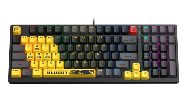 Keyboard: A4tech Bloody S98 RGB Mechanical Gaming Keyboard Red Switch US Layout Sports Lime