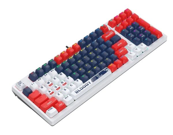 Keyboard: A4tech Bloody S98 RGB Mechanical Gaming Keyboard Red Switch US Layout Sports Navy