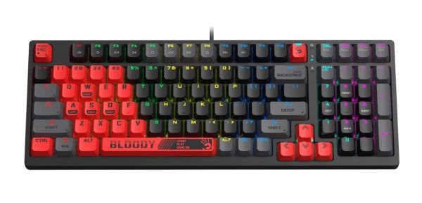 Keyboard: A4tech Bloody S98 RGB Mechanical Gaming Keyboard Red Switch US Layout Sports Red