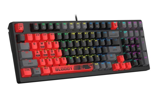 Keyboard: A4tech Bloody S98 RGB Mechanical Gaming Keyboard Red Switch US Layout Sports Red