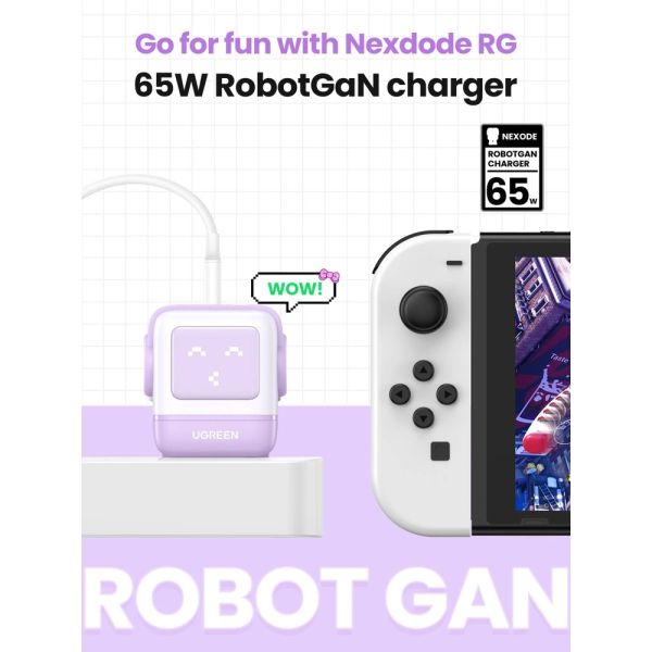 Mobile charger UGREEN CD361 (35291) Nexode Uno RobotGaN, 65W, USB, USB Type-C, Purple
