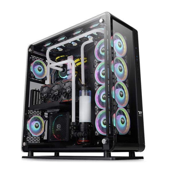 Core P8 TG, THERMALTAKE, CASE, Black, E-ATX, N/A, AIO 480mm, air 180mm, GPU 520mm, 3x3.5", Type-C, USB 3.0x2, USB 2.0x2, Aud