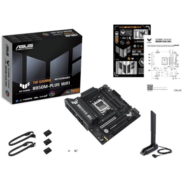ASUS Motherboard TUF GAMING B850M-PLUS WIFI sAM5 B850 4xDDR5 M.2 HDMI DP Wi-Fi BT mATX