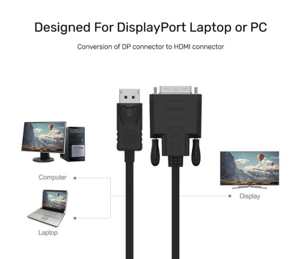 DisplayPort to DVI Male Cable