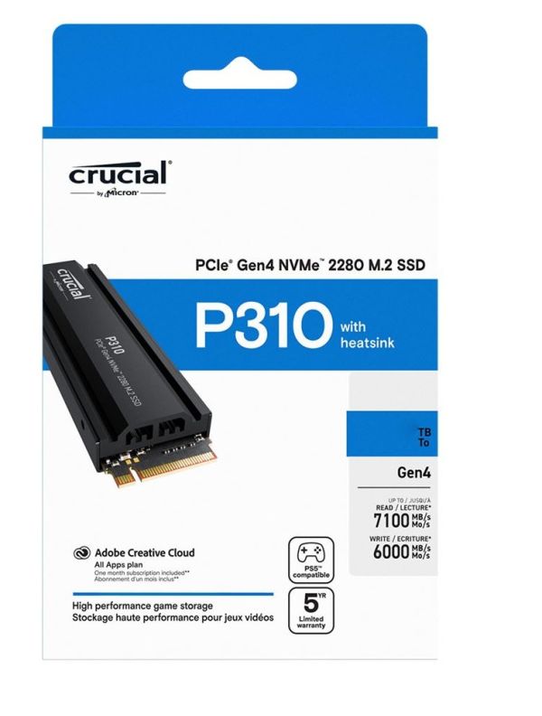 Crucial P310 1TB NVMe M.2 SSD + Heatsink