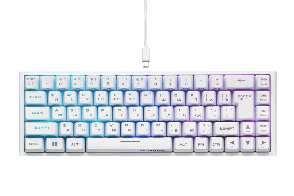 2E GAMING Membrane keyboard KG360 68key, USB-A/WL, EN/UA/RU, RGB, white