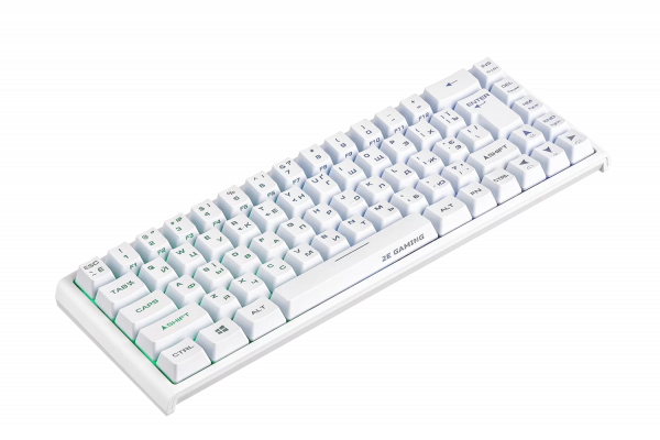 2E GAMING Membrane keyboard KG360 68key, USB-A/WL, EN/UA/RU, RGB, white
