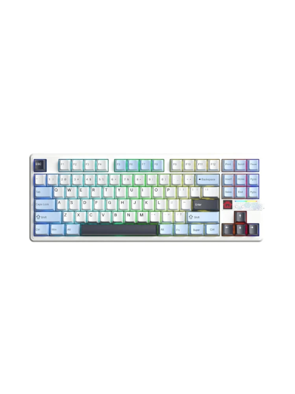 Keyboard: AULA F87 PRO V2 Tri-Mode RGB Mechanical Keyboard White Light Blue/White/Dark Purple (Star Vector Switch)