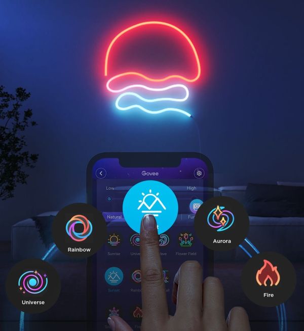 Govee 5M Neon Preinstalled Strip Light White support Matter(Homekit, Google, Alexa, Smarthings)