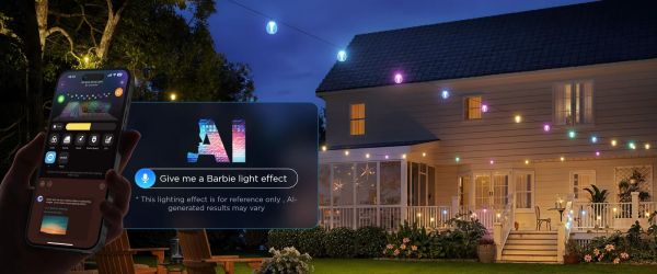Govee H7025 Outdoor Clear Bulb String Lights, 15м, RGBIC/Warm White, WI-FI/Bluetooth, чорний