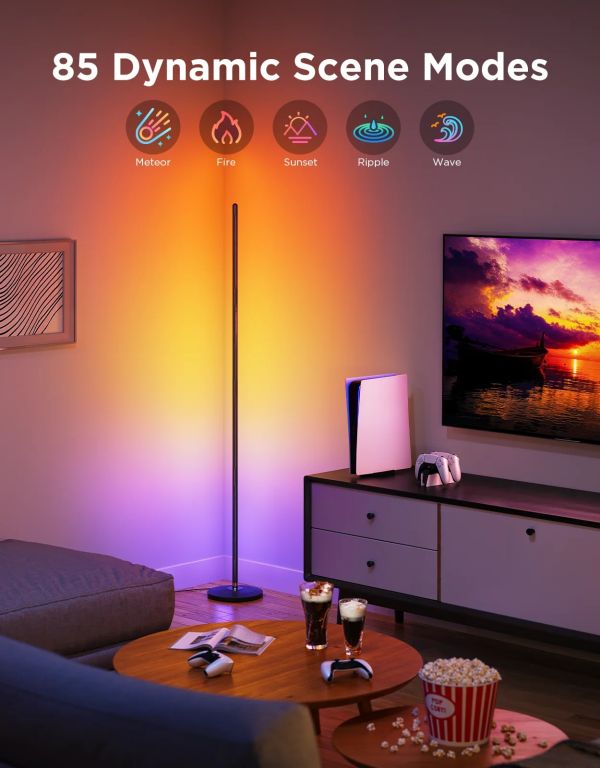 Govee H8076 Govee Floor Lamp lite, 1000Lm, RGBWW+RGBIC+WW, WI-FI/Bluetooth, чорний