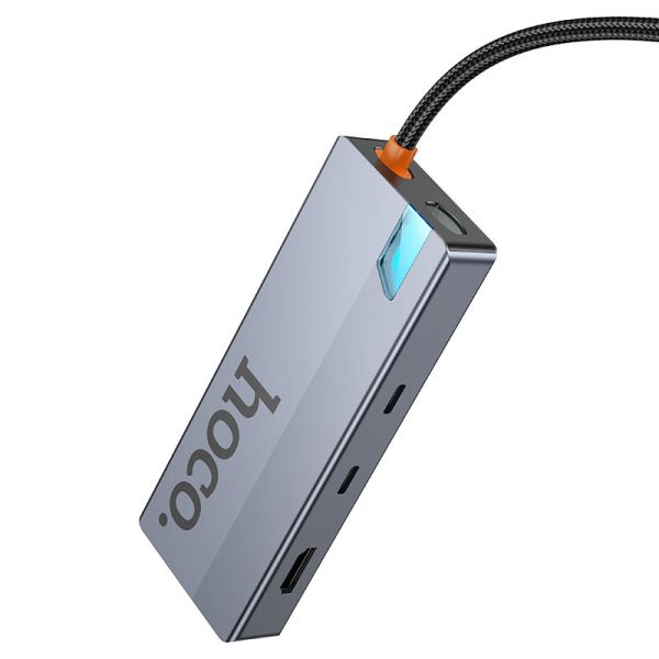 Hoco HB52 Wow 8-in-1 multi-function converter(HDTV+RJ45+SD/TF+PD+Type-C3.0+USB3.0*2) deep space gray