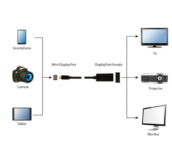 Adapter: Gembird A-mDPM-DPF4K-01 4K/30Hz Mini DisplayPort to DisplayPort adapter Black