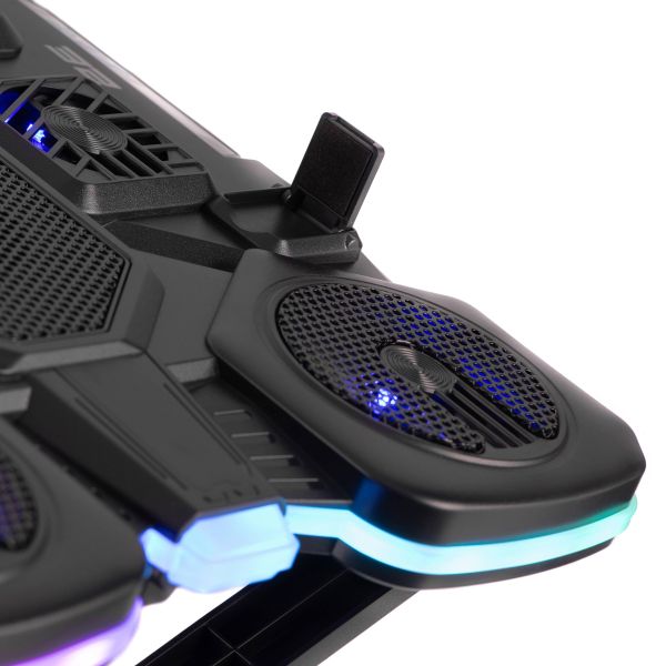 2E GAMING Laptop stand CPG-011, up to 17.3", 1xUSB-A, 1xUSB-C, LCD, RGB, black